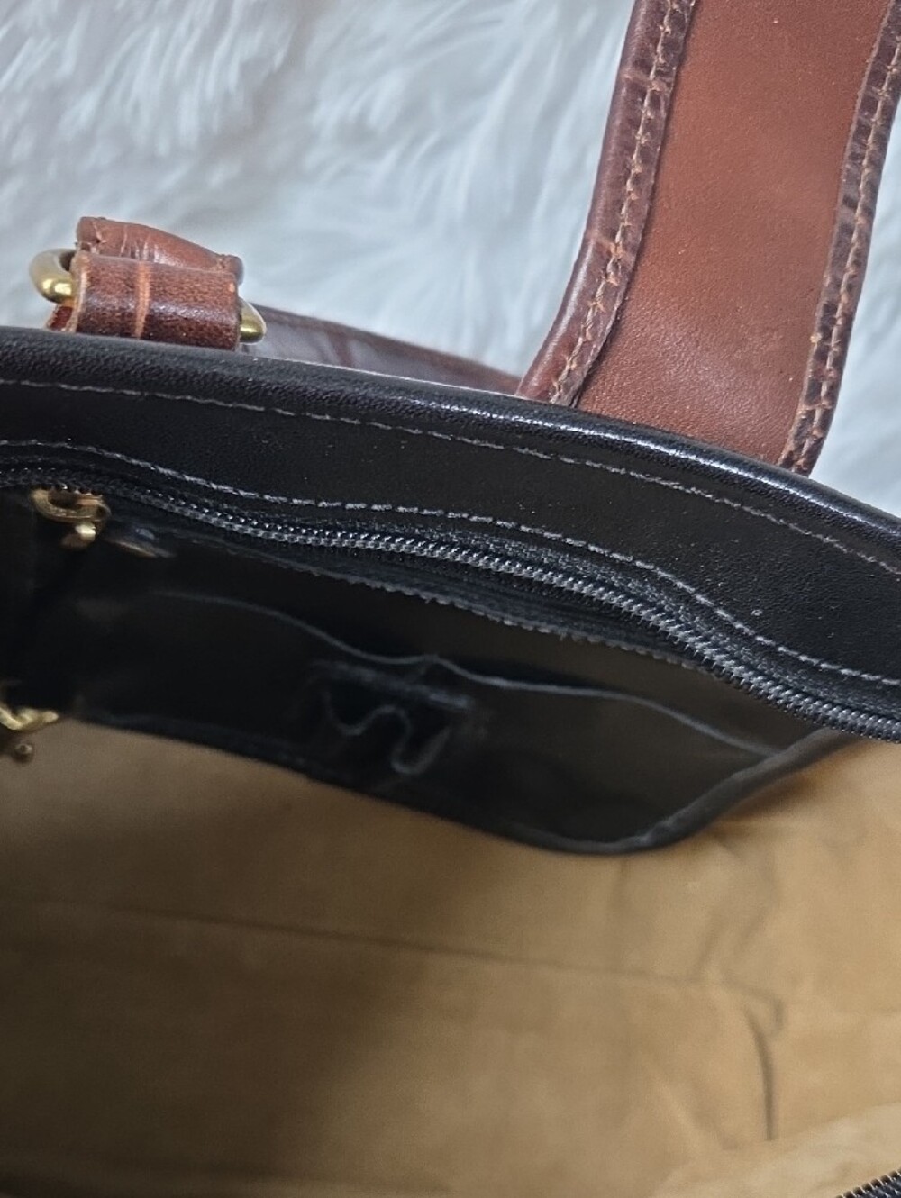 Classic Black and Brown Brahmin Women's Top-Handle Satchel - Picture 8 of 10